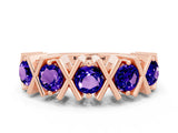 Rose gold Round Tanzanite Channel Set Band with X-Prong Detail_6