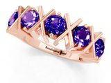 Rose gold Round Tanzanite Channel Set Band with X-Prong Detail_7