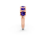 Rose gold Round Tanzanite Channel Set Band with X-Prong Detail_8