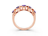 Rose gold Round Tanzanite Channel Set Band with X-Prong Detail_9