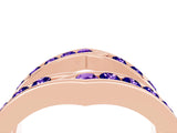 Rose gold Round Tanzanite Channel-Set Chevron Band_10
