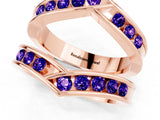 Rose gold Round Tanzanite Channel-Set Chevron Band_7