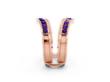 Rose gold Round Tanzanite Channel-Set Chevron Band_8