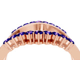 Rose gold Round Tanzanite Chevron Contour Band with Prong Setting_10