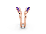 Rose gold Round Tanzanite Chevron Contour Band with Prong Setting_8