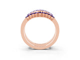 Rose gold Round Tanzanite Chevron Contour Band with Prong Setting_9