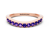 Rose gold Round Tanzanite Curved Wedding Band with Channel Setting_6