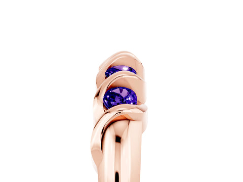 Rose gold Round Tanzanite Eternity Band with Twist Prong Setting_11