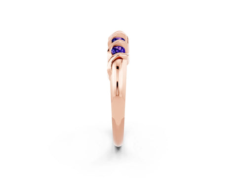 Rose gold Round Tanzanite Eternity Band with Twist Prong Setting_8