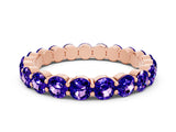 Rose gold Round Tanzanite Eternity Band with U-Prong Setting_30
