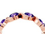Rose gold Round Tanzanite Half Eternity Band with Wave Prong Setting_10