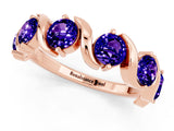 Rose gold Round Tanzanite Half Eternity Band with Wave Prong Setting_7