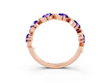 Rose gold Round Tanzanite Half Eternity Band with Wave Prong Setting_9