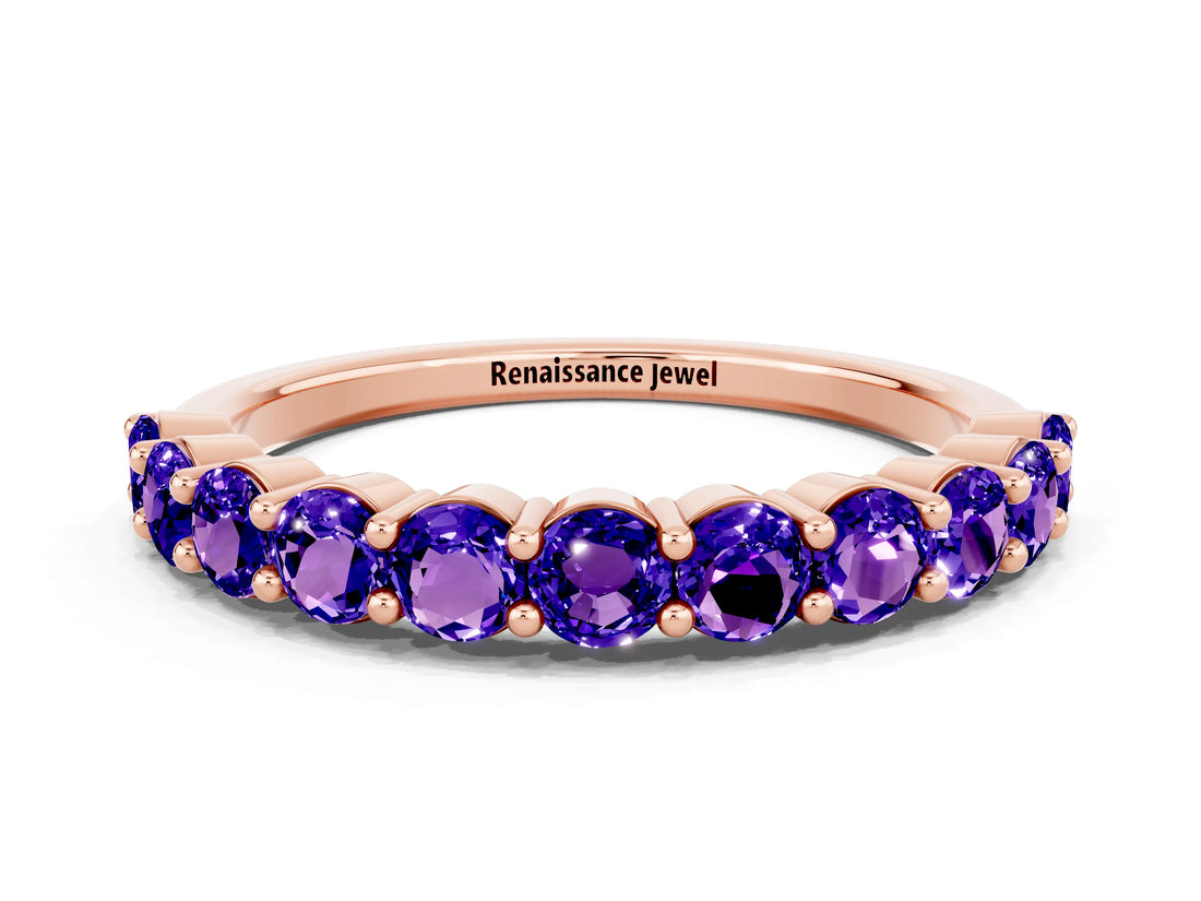 Rose gold Round Tanzanite Half-Eternity Prong-Set Band_6
