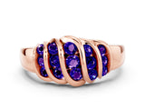 Rose gold Round Tanzanite Multi-Row Crossover Band_6