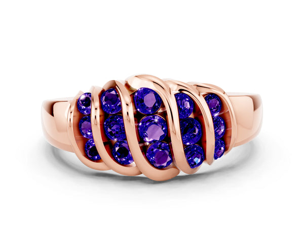 Rose gold Round Tanzanite Multi-Row Crossover Band