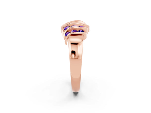 Rose gold Round Tanzanite Multi-Row Crossover Band