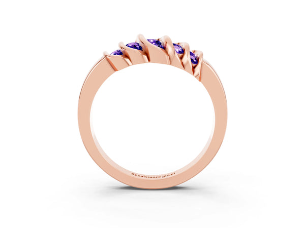 Rose gold Round Tanzanite Multi-Row Crossover Band