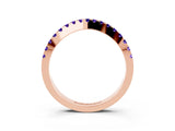 Rose gold Round Tanzanite Pavé Curved Band with Shared Prong Setting_9