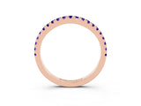 Rose gold Round Tanzanite Pavé Half Eternity Band with Shared Prong Setting_9