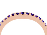 Rose gold Round Tanzanite Pavé Set Curved Wedding Band_10