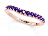 Rose gold Round Tanzanite Pavé Set Curved Wedding Band_7