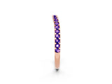 Rose gold Round Tanzanite Pavé Set Curved Wedding Band_8