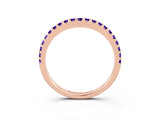 Rose gold Round Tanzanite Pavé Set Curved Wedding Band_9