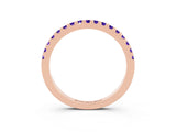 Rose gold Round Tanzanite Pavé Set Eternity Band with Micro Prong Setting_9