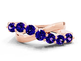 Rose gold Round Tanzanite Prong-Set Crossover Band_6