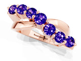 Rose gold Round Tanzanite Prong-Set Crossover Band_7