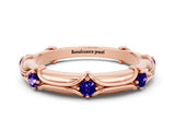 Rose gold Round Tanzanite Prong Set Milgrain Eternity Band_6