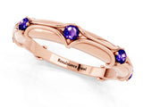 Rose gold Round Tanzanite Prong Set Milgrain Eternity Band_7