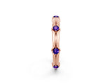 Rose gold Round Tanzanite Prong Set Milgrain Eternity Band_8
