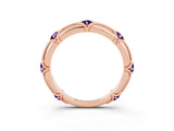 Rose gold Round Tanzanite Prong Set Milgrain Eternity Band_9