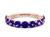 Rose gold Round Tanzanite Shared Prong Eternity Band_6