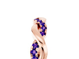 Rose gold Round Tanzanite Twist Eternity Band with Pavé Setting_11