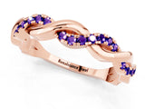 Rose gold Round Tanzanite Twist Eternity Band with Pavé Setting_7