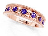 Rose gold Round Tanzanite Twist Milgrain Band with Bezel Setting_13