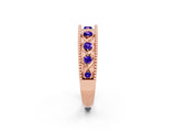 Rose gold Round Tanzanite Twist Milgrain Band with Bezel Setting_14