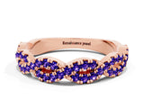 Rose gold Round Tanzanite Twisted Eternity Band with Pavé and Shared Prong Setting_18