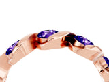 Rose gold Round Tanzanite Wave Band with Channel Setting and Shared Prongs_10