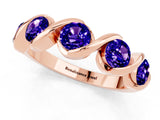 Rose gold Round Tanzanite Wave Band with Channel Setting and Shared Prongs_7