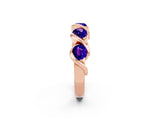 Rose gold Round Tanzanite Wave Band with Channel Setting and Shared Prongs_8