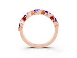 Rose gold Round Tanzanite Wave Band with Channel Setting and Shared Prongs_9