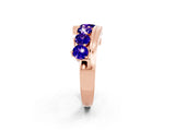 Rose gold Round Tanzanite Wave Band with Channel and Shared Prong Setting_20