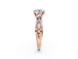 Rose gold Round Three-Stone Diamond Ring with Pavé Split Shank and Four-Prong Setting_102