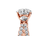 Rose gold Round Three-Stone Diamond Ring with Pavé Split Shank and Four-Prong Setting_105