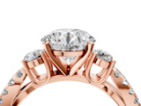 Rose gold Round Three-Stone Diamond Ring with Pavé Split Shank and Four-Prong Setting_122