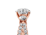 Rose gold Round Three-Stone Diamond Ring with Pavé Split Shank and Four-Prong Setting_78